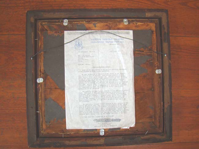 A charming 19th century sailor-made woolwork picture of a British steam and sail ship circa 1865 in what appears to be its' original frame. — image 4